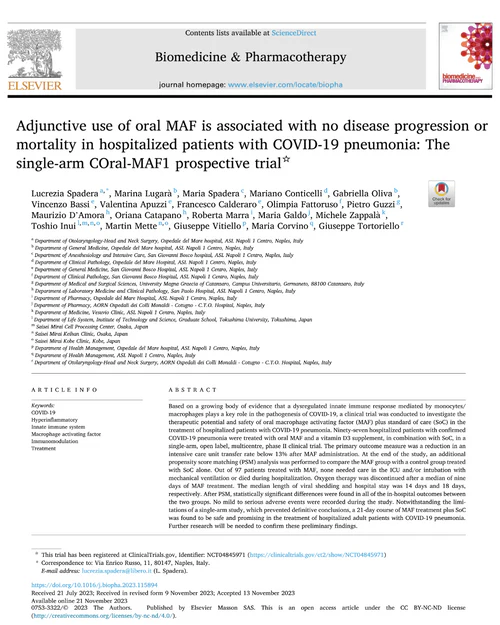 Adjunctive use of oral MAF in hospitalized COVID-19 pneumonia