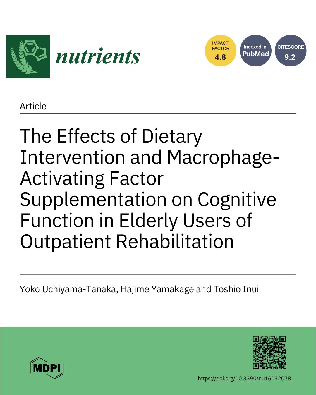 Dietary intervention & MAF supplementation (cognitive function)